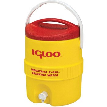 Igloo 400 Series 00000421 Water Cooler, 2 gal Tank, Lever Spigot, Polyethylene, Red/Yellow