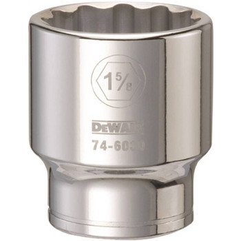 DEWALT DWMT74603OSP Drive Socket, 1-5/8 in Socket, 3/4 in Drive, 12-Point, Vanadium Steel, Polished Chrome