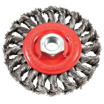 Forney 72759 Wire Wheel Brush, 4 in Dia, 5/8-11 Arbor/Shank, 0.02 in Dia Bristle, Carbon Steel Bristle