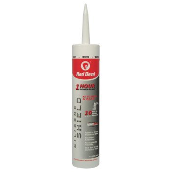 Red Devil 1 hr Shower 0816KB Sealant, White, 24 hr Curing, 10 to 100 deg F, 9 fl-oz Cartridge