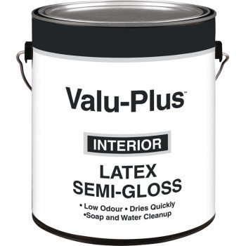 Valspar Value-Plus 457-1GAL Interior Paint, Semi-Gloss Sheen, Dover White, 1 gal, Can, 400 sq-ft Coverage Area