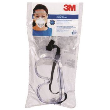 3M 91252-8002S Chemical Splash Goggles, Impact Lens, Polycarbonate Lens, Clear Frame