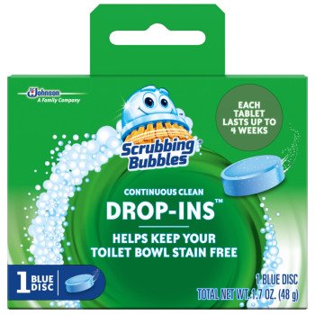 Scrubbing Bubbles DROP-INS 00191 Toilet Bowl Cleaner, 1.7 oz Pack, Solid, Blue