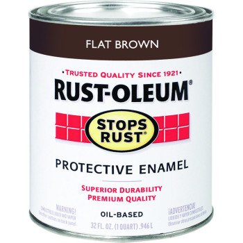 RUST-OLEUM STOPS RUST 239083 Protective Enamel, Flat, Brown, 1 qt Can