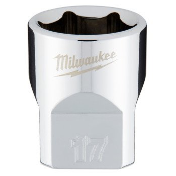 Milwaukee 45-34-9087 Socket, 17 mm Socket, 3/8 in Drive, 6-Point, Chrome Vanadium Steel, Chrome