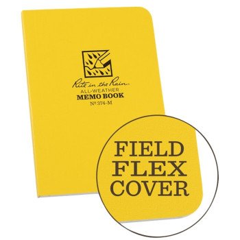 Rite in the Rain 374-M Memo Book with Field-Flex Cover, 3-1/8 x 5 in Sheet, 56-Sheet, White Sheet