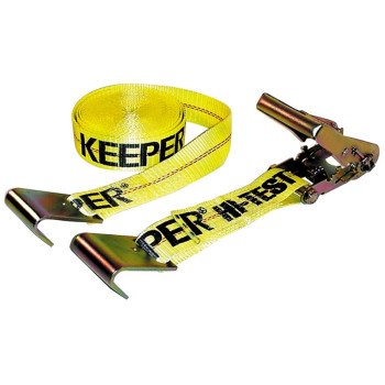 Keeper 04623 Tie-Down, 2 in W, 27 ft L, Polyester, Yellow, 3333 lb, Hook End Fitting