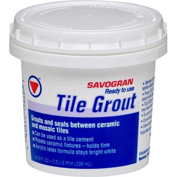 SAVOGRAN 12860 Tile Grout, Paste, Mild Ammonia, Bright White, 0.5 pt