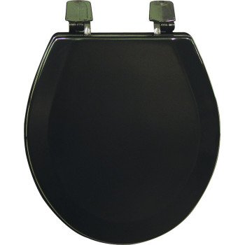 Bemis H500AR047 Toilet Seat, Round, Wood, Black, Adjustable Hinge