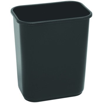 Continental Commercial 2818BK Waste Basket, 28.125 qt, Plastic, Black, 15 in H