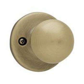 Kwikset 488P 5 CP Dummy Door Knob, 1-7/8 in Dia Knob, Antique Brass