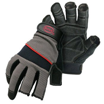 Boss 5201M Carpenter Gloves, M, Shortened Thumb, Wrist Strap Cuff, PVC