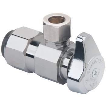 BrassCraft G2PS19X CD Stop Valve, 1/2 x 3/8 in Connection, Push-Connect x Compression, 125 psi Pressure, Brass Body