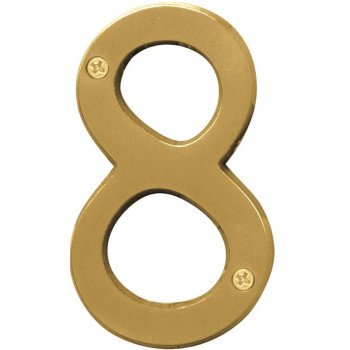 Hy-Ko Prestige Series BR-43BB/8 House Number, Character: 8, 4 in H Character, Brass Character, Solid Brass