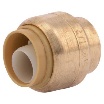 SharkBite U514LFA End Cap, 1/2 in, Brass, Chrome, 200 psi Pressure