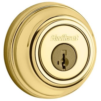 Kwikset 99850-071 Deadbolt, 1 Grade, Metal, Polished Brass, 2-3/8, 2-3/4 in Backset, KW1, K4 Keyway