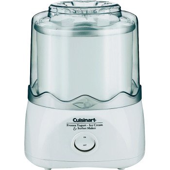 Cuisinart ICE-21P1 Ice Cream and Sorbet Maker, 1.5 qt, 60 W, Plastic Housing Material, White