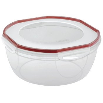 Sterilite Ultra•Seal 03958602 Storage Bowl, 8.1 qt Capacity, Plastic, Clear/Rocket Red, 5-5/8 in Dia, 12 in H