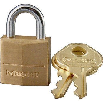 Master Lock 120D Padlock, Keyed Different Key, 5/32 in Dia Shackle, Steel Shackle, Solid Brass Body, 3/4 in W Body