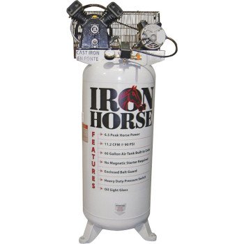 Iron Horse IHD6160V1 Air Compressor, Tool Only, 60 gal Tank, 6.5 hp, 208/230 V, 150 psi Pressure, 11.2 cfm Air