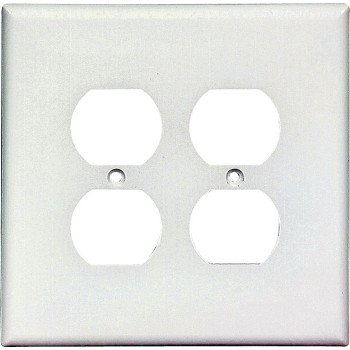 Eaton Wiring Devices 2750W-BOX Receptacle Wallplate, 5-1/4 in L, 5-5/16 in W, 2 -Gang, Thermoset, White