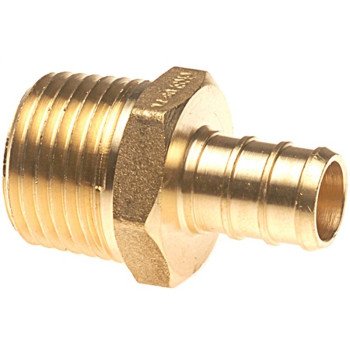 Apollo APXMA3412 Pipe Adapter, 1/2 x 3/4 in, PEX x MPT, Brass, 200 psi Pressure