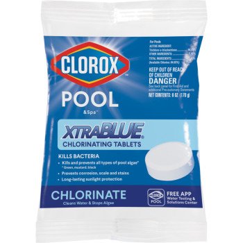 Clorox POOL & Spa XtraBlue 24201CLX Chlorinating Tablet, Solid, Chlorine, 8 oz