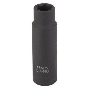 Vulcan MT65802011 Deep Impact Socket, 13 mm Socket, 1/2 in Drive, Deep Drive, 6-Point, Chrome Molybdenum Steel