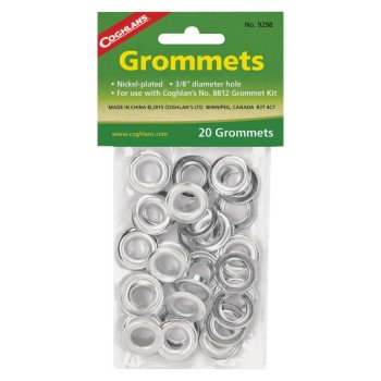 COGHLAN'S 9298-C Grommets, Iron, Nickel-Plated, For: Coghlan's 8812 Grommet Kit