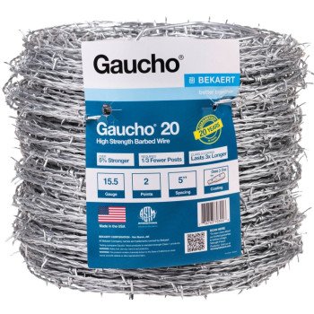 Gaucho 118290 Barbed Wire, 1320 ft L, 15-1/2 Gauge, Flat Barb, 5 in Points Spacing