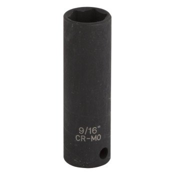 Vulcan MT6580114 Deep Impact Socket, 9/16 in Socket, 3/8 in Drive, Deep Drive, 6-Point, Chrome Molybdenum Steel