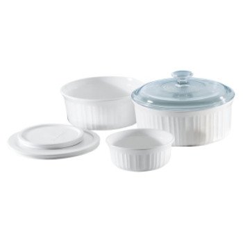 Corningware 1074887 Bake Dish Set, Stoneware, French White