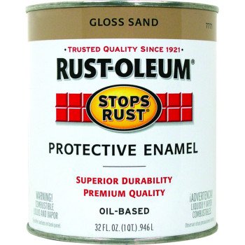 RUST-OLEUM STOPS RUST 7771502 Protective Enamel, Gloss, Sand, 1 qt Can