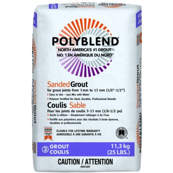 CUSTOM Polyblend CPBG14525 Sanded Grout, Powder, Light Smoke, 25 lb Bag