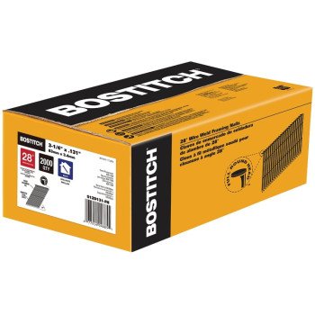 Bostitch S12D131-FH Framing Nail, 3-1/4 in L, Steel, Round Head, Smooth Shank