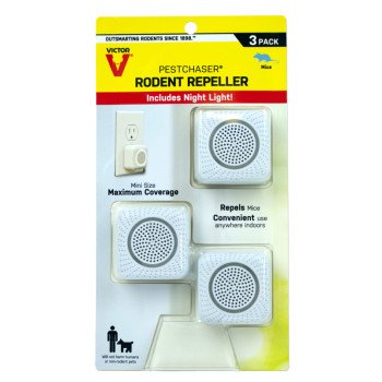 Victor PestChaser M753K Rodent Repellent, Plug-In, 1.69 in L, Repels: Mice, Rats, 3/PK