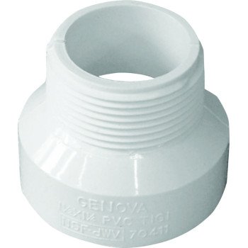 IPEX 192860 Pipe Adapter, 1-1/2 x 1-1/4 in, MNPT x Hub, PVC, White, SCH 40 Schedule