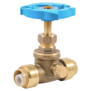 SharkBite 24634LF Stop Valve, 1/2 in Connection, PTC, 200 psi Pressure, DZR Brass Body