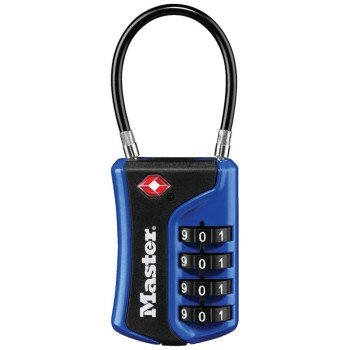 Master Lock 4697D Luggage Lock, 1/8 in Dia Shackle, 1-1/2 in H Shackle, Steel Shackle, Metal Body, 1-3/8 in W Body