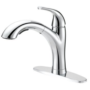 Boston Harbor TOBI21040009CP Pull-Out Kitchen Faucet, 1.8 gpm, 1-Faucet Handle, 1, 3-Faucet Hole, Metal/Plastic, Deck