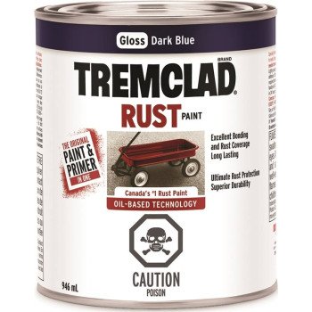 Tremclad 254916 Rust Preventative Paint, Oil, Gloss, Dark Blue, 946 mL, Can, 66 to 110 sq-ft Coverage Area