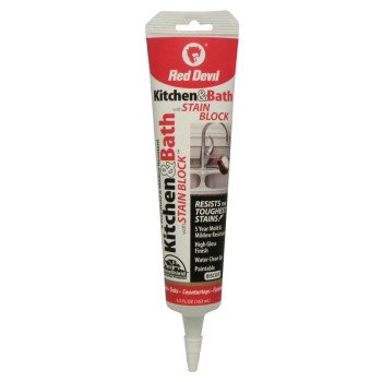 Red Devil STAIN BLOCK 0750 Series 075522 Kitchen and Bath Caulk, Biscuit, 72 hr Curing, 40 to 90 deg F, 5.5 fl-oz