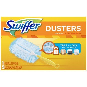 Swiffer 11804 Duster Starter Kit, Fiber Head, Plastic Handle, 6 in L Handle