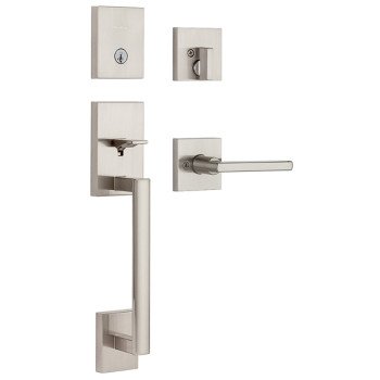 Kwikset San Clemente Series 818SCEXHFL 15 SMT Handleset, 1 Grade, Steel, Satin Nickel, 2-3/8, 2-3/4 in Backset