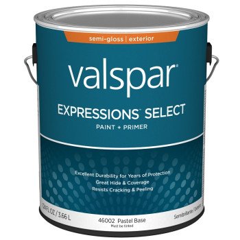 Valspar Expressions Select 4600 028.0046002.007 Latex Paint, Acrylic Base, Semi-Gloss Sheen, Pastel Base, 1 gal