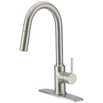 Boston Harbor FP4AF227NP Pull-Down Kitchen Faucet, 1.8 gpm, 1-Faucet Handle, 1, 3-Faucet Hole, Brass/Plastic/Zinc