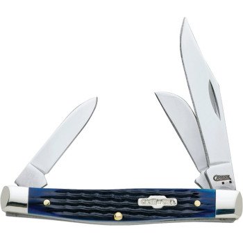 CASE 02806 Folding Pocket Knife, 2.42 in Clip, 1.58 in Sheep Foot, 1.57 in Pen L Blade, 3-Blade, Blue Handle