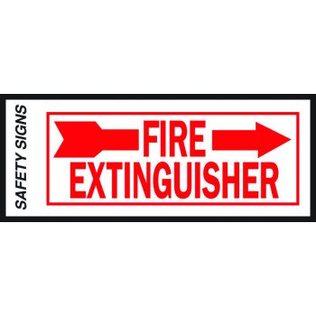 Hy-Ko FE-2R Safety Sign, Fire Extinguisher Right Arrow, Red Legend, Vinyl, 10 in W x 4 in H Dimensions