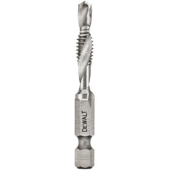 DEWALT IMPACT READY DWADTQTR1420 Tap and Drill Bit, 1/4 in Dia, 3-Flute, Spiral Flute, HSS