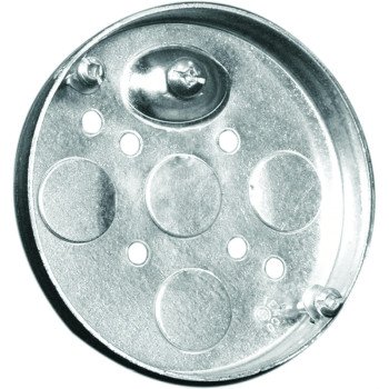 Hubbell 56111BAR Round Pan Box, 1/2 in OAD, 4-Knockout, Metal Housing Material